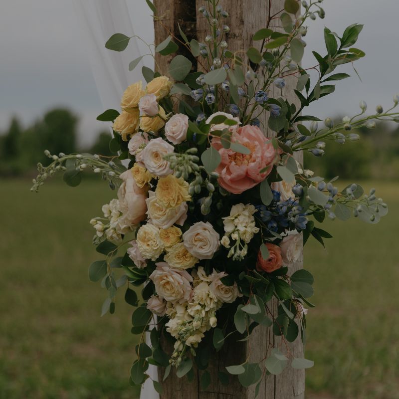 Wedding arbor decorated with flowers